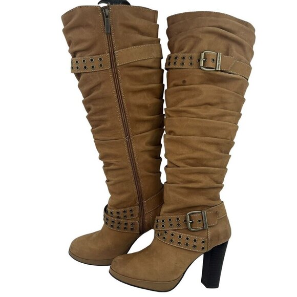 Harley Davidson Women Sz 6.5 Maribel Suede Leather Tall Slouch Heeled Zip Boots - Picture 3 of 16